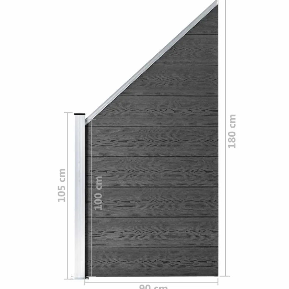 vidaXL Schuttingpanelenset 1484x(105-186) cm HKC zwart