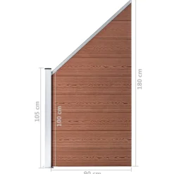 vidaXL Schuttingset 4 vierkant en 1 schuin 792x186 cm HKC bruin