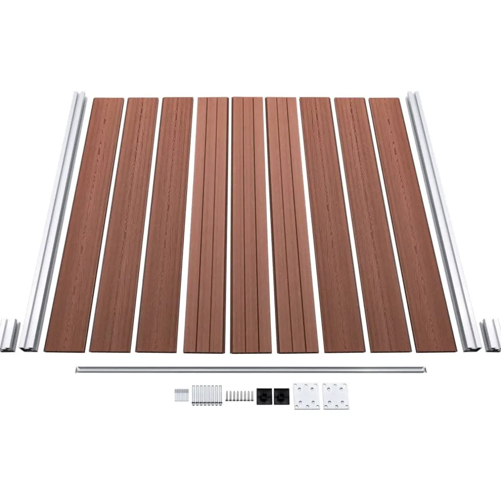 vidaXL Schuttingset 3 vierkant en 1 schuin 619x186 cm HKC bruin