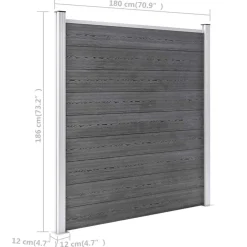 vidaXL Schutting 1564x186 cm HKC grijs