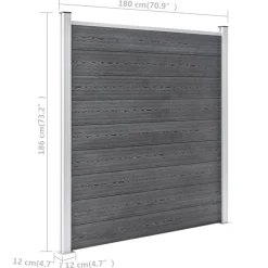 vidaXL Schutting 1737x186 cm HKC grijs