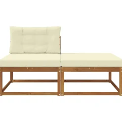 vidaXL Sectie Sofa Eenheden met kussen 2 Stuk Naturel