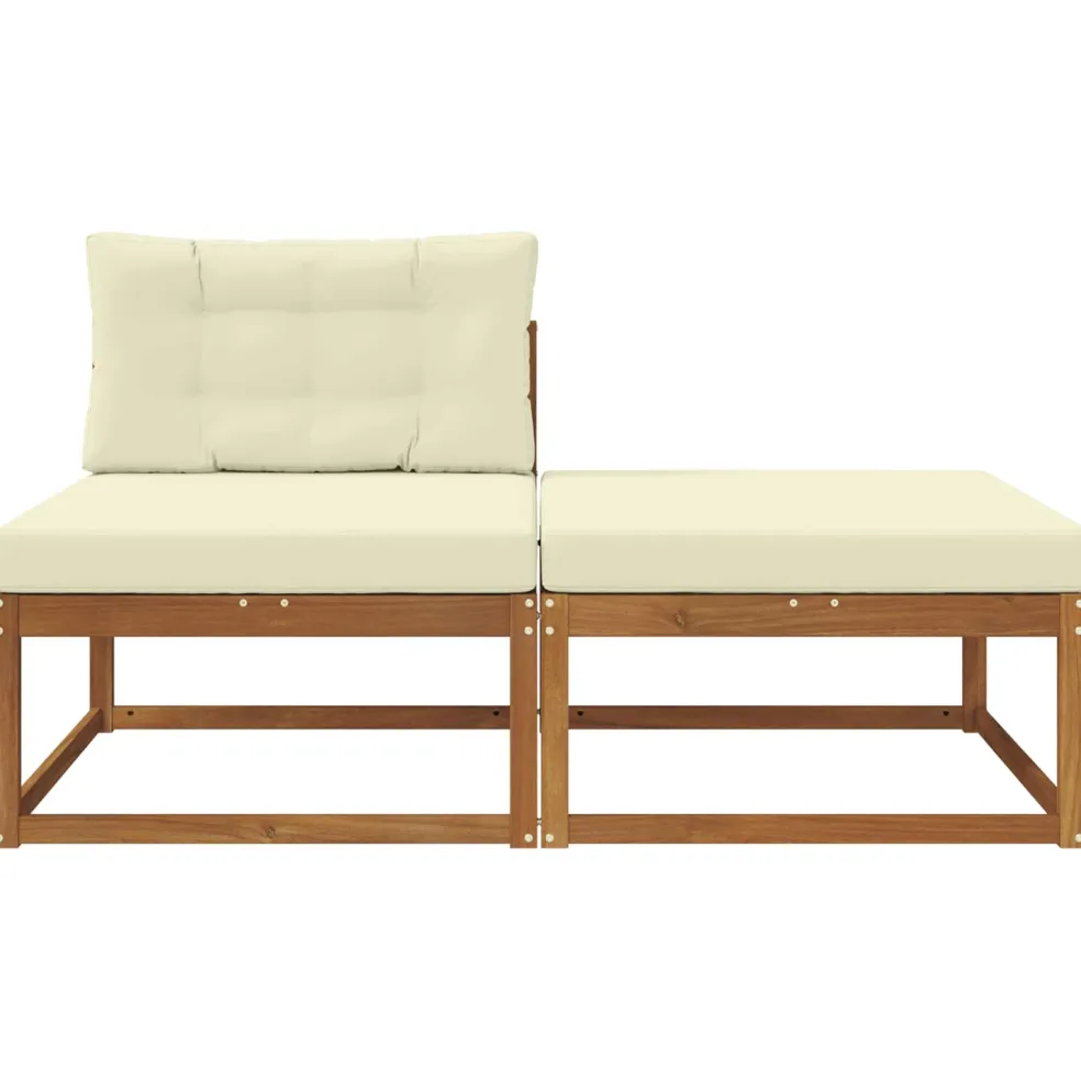 vidaXL Sectie Sofa Eenheden met kussen 2 Stuk Naturel