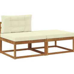 vidaXL Sectie Sofa Eenheden met kussen 2 Stuk Naturel