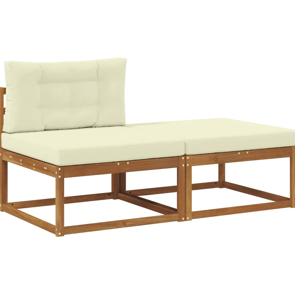 vidaXL Sectie Sofa Eenheden met kussen 2 Stuk Naturel