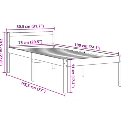 vidaXL Seniorenbed massief grenenhout wasbruin 75x190 cm