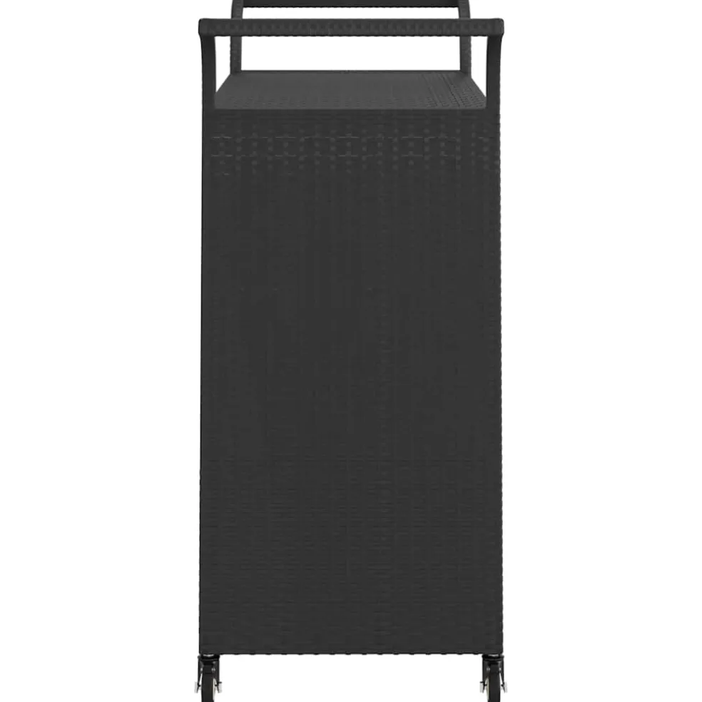 vidaXL Serveerwagen met lade 100x45x97 cm poly rattan zwart