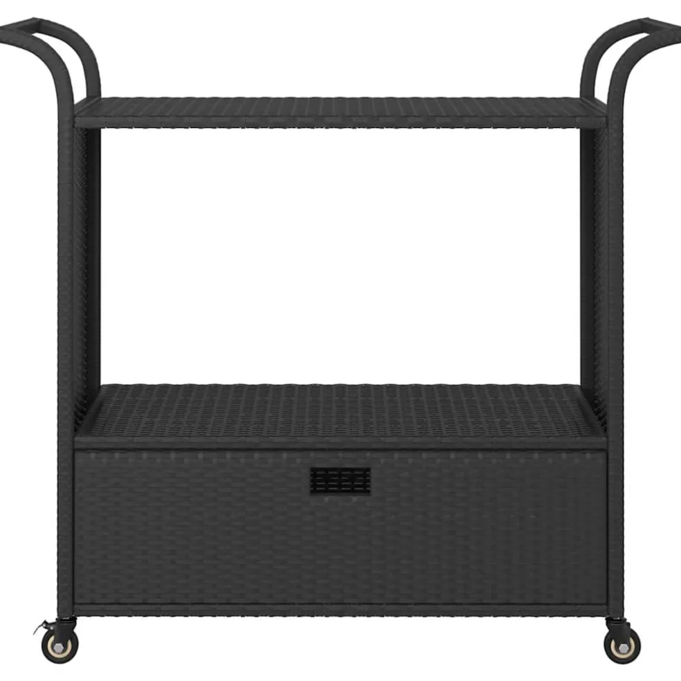 vidaXL Serveerwagen met lade 100x45x97 cm poly rattan zwart