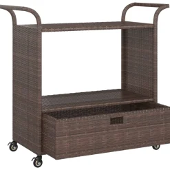 vidaXL Serveerwagen met lade 100x45x97 cm poly rattan bruin