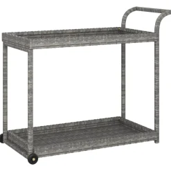 vidaXL Serveerwagen 100x45x83 cm poly rattan grijs