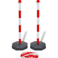 vidaXL Set van 4 kettingpalen en 2 kunststof kettingen van 10 m