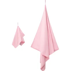vidaXL Set van Sporthanddoeken 2 st Roze 50 x 30 cm, 200 x 100 cm