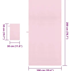vidaXL Set van Sporthanddoeken 2 st Roze 50 x 30 cm, 200 x 100 cm