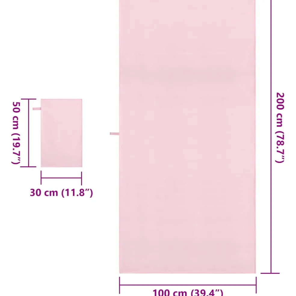 vidaXL Set van Sporthanddoeken 2 st Roze 50 x 30 cm, 200 x 100 cm