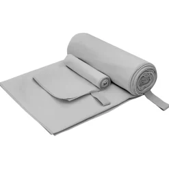 vidaXL Set van Sporthanddoeken 2 st Grijs 50 x 30 cm, 200 x 100 cm