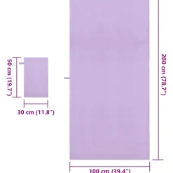 vidaXL Set van Sporthanddoeken 2 st Paars 50 x 30 cm, 200 x 100 cm