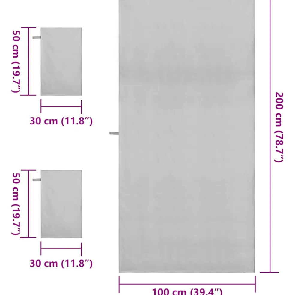 vidaXL Set van Sporthanddoeken 3 st Grijs 210 x 100 cm