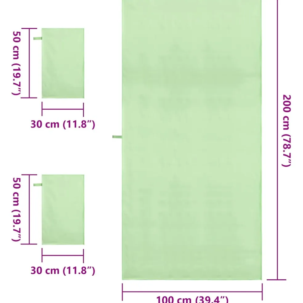 vidaXL Set van Sporthanddoeken 3 st Groen 210 x 100 cm