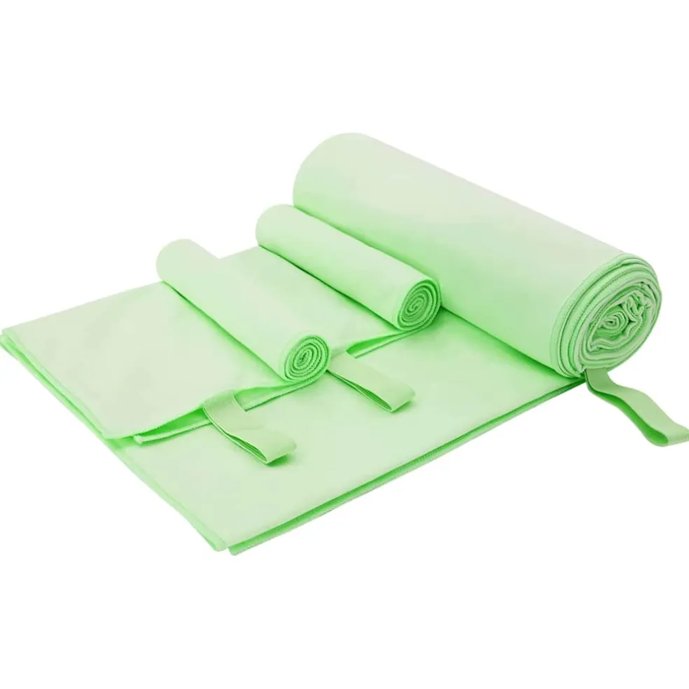 vidaXL Set van Sporthanddoeken 3 st Groen 210 x 100 cm