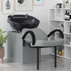 vidaXL Shampoo Stoel Lichtgrijs en zwart 136 x 60 x 92 cm Kunststof
