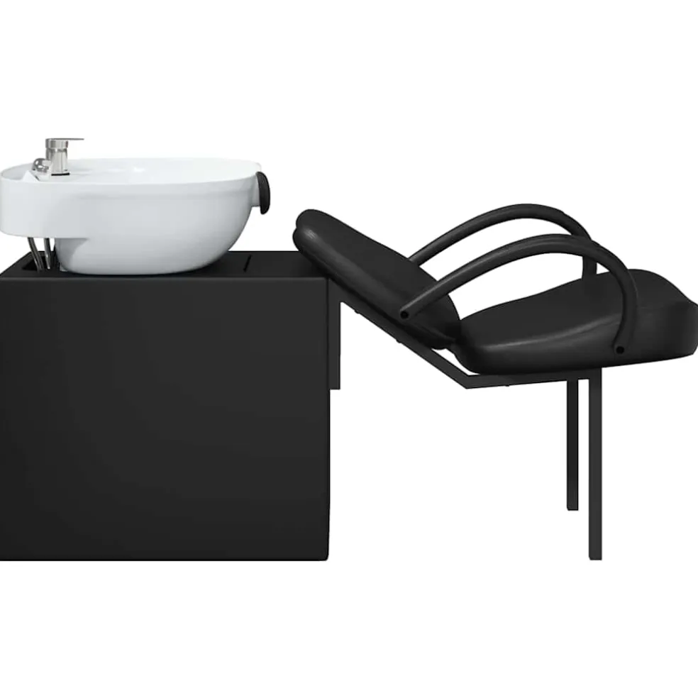 vidaXL Shampoo Stoel Zwart en Wit 136 x 60 x 92 cm Kunststof