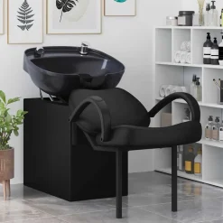 vidaXL Shampoo Stoel Zwart 136 x 60 x 92 cm Kunststof
