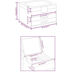 vidaXL Sieradendoosje 3-laags 23x20,5x14 cm wit