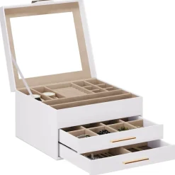 vidaXL Sieradendoosje 3-laags 23x20,5x14 cm wit