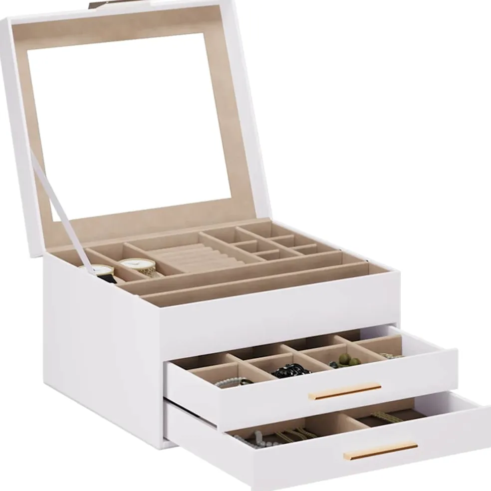 vidaXL Sieradendoosje 3-laags 23x20,5x14 cm wit