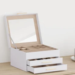 vidaXL Sieradendoosje 3-laags 23x20,5x14 cm wit