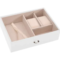 vidaXL Sieradendoosje 3laags met spiegel afsluitbaar 26x18x17,5 cm wit