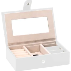 vidaXL Sieradendoosje 3laags met spiegel afsluitbaar 26x18x17,5 cm wit