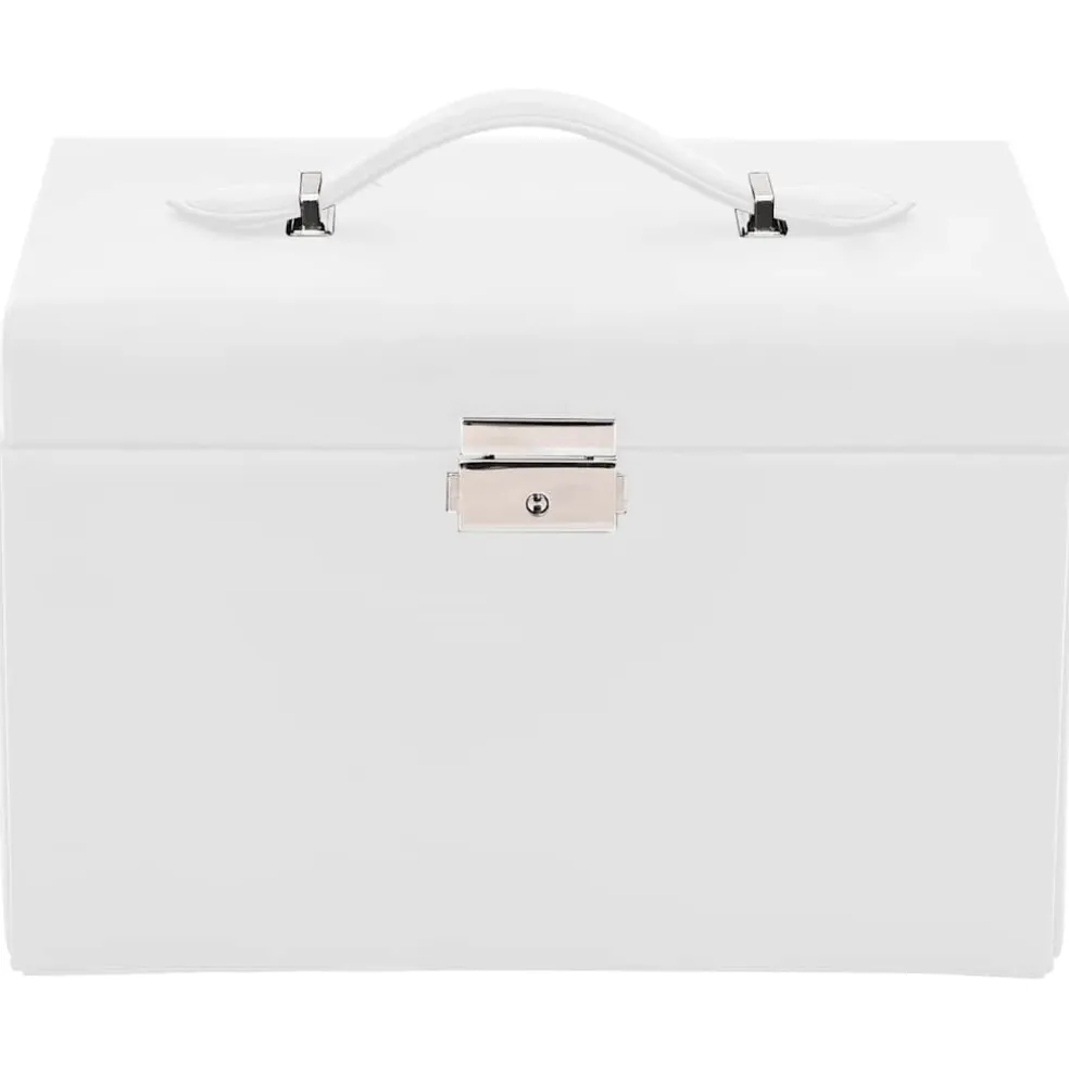 vidaXL Sieradendoosje 3laags met spiegel afsluitbaar 26x18x17,5 cm wit