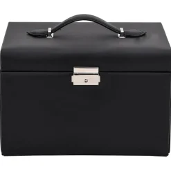 vidaXL Sieradendoosje 3-laags spiegel afsluitbaar 26x18x17,5 cm zwart