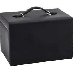 vidaXL Sieradendoosje 3-laags spiegel afsluitbaar 26x18x17,5 cm zwart