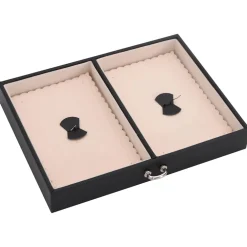 vidaXL Sieradendoosje 3-laags spiegel afsluitbaar 26x18x17,5 cm zwart