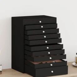 vidaXL Sieradendoos 10-laags met horlogehouders zwart 29x20,5x40,5 cm