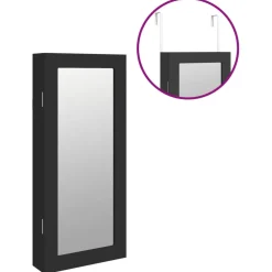 vidaXL Sieradenkast met spiegel en LED wandgemonteerd wit