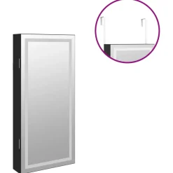 vidaXL Sieradenkast met spiegel en LED wandgemonteerd wit