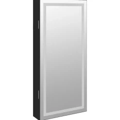 vidaXL Sieradenkast met spiegel en LED wandgemonteerd wit