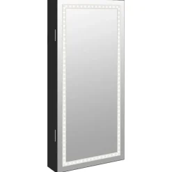 vidaXL Sieradenkast met spiegel en LED wandgemonteerd wit