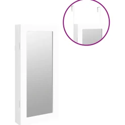 vidaXL Sieradenkast met spiegel wandgemonteerd 30x8,5x67 cm wit