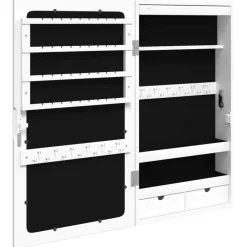 vidaXL Sieradenkast met spiegel en LED wandgemonteerd wit