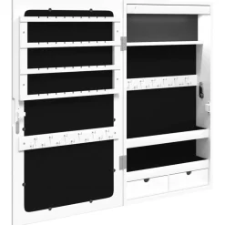 vidaXL Sieradenkast met spiegel en LED wandgemonteerd wit