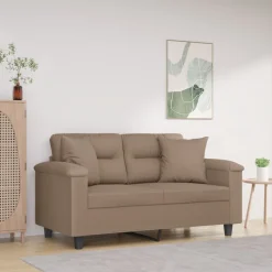 vidaXL Sierkussens 2 st 40x40 cm microvezelstof taupe