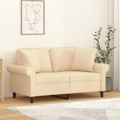 vidaXL Sierkussens 2 st 40x40 cm stof crèmekleurig