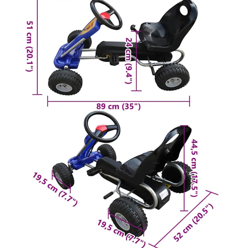 vidaXL Skelter met pedalen blauw