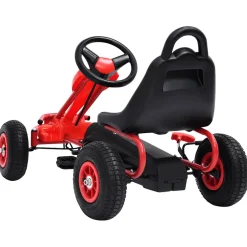 vidaXL Skelter met pedalen en pneumatische banden rood