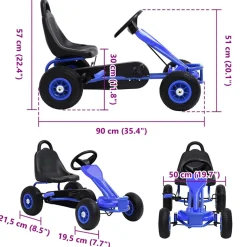 vidaXL Skelter met pedalen en pneumatische banden blauw