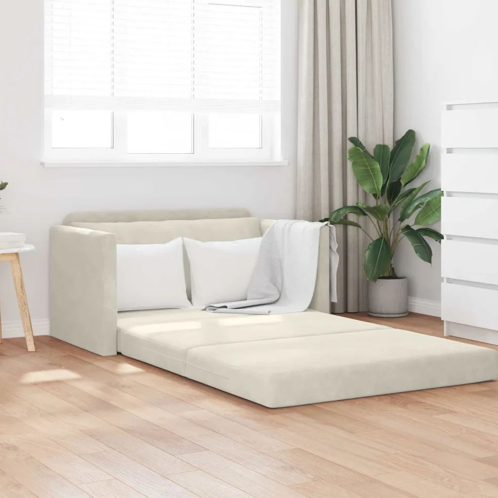 vidaXL Slaapbank Crème 124 x 71 x 78 cm Fluweel